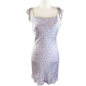 Zara Womens Y2K Slip Dress Size Medium Lavender Floral Tie Shoulder Bloomcore